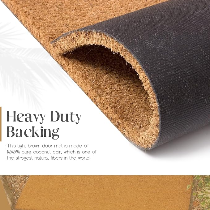 Coir Matting Natural Coir Entrance Door Mat Indoor Outdoor - Non-Slip Doormat with thick Bristle & Heavy Duty Rubber Back (100 X 150 CM))