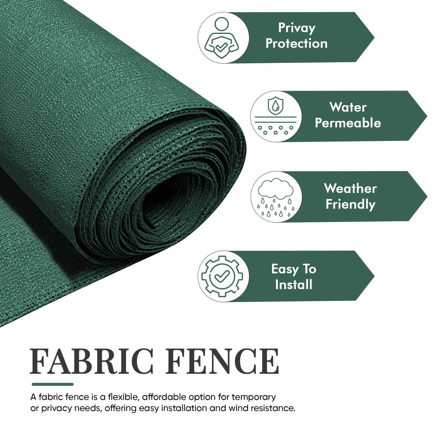Green Fabric Fence – 1.5m x 10m, 90GSM UV-Stabilized Garden Privacy Screen