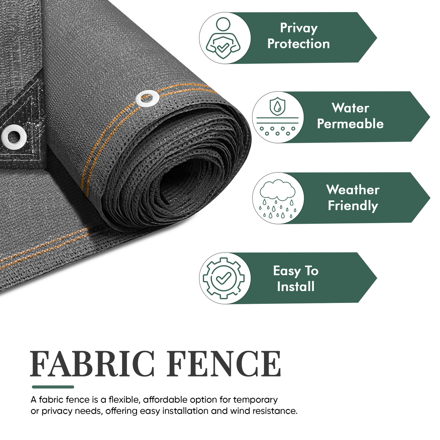 Anthracite Fabric Fence 230gsm - 1.5m x 10m