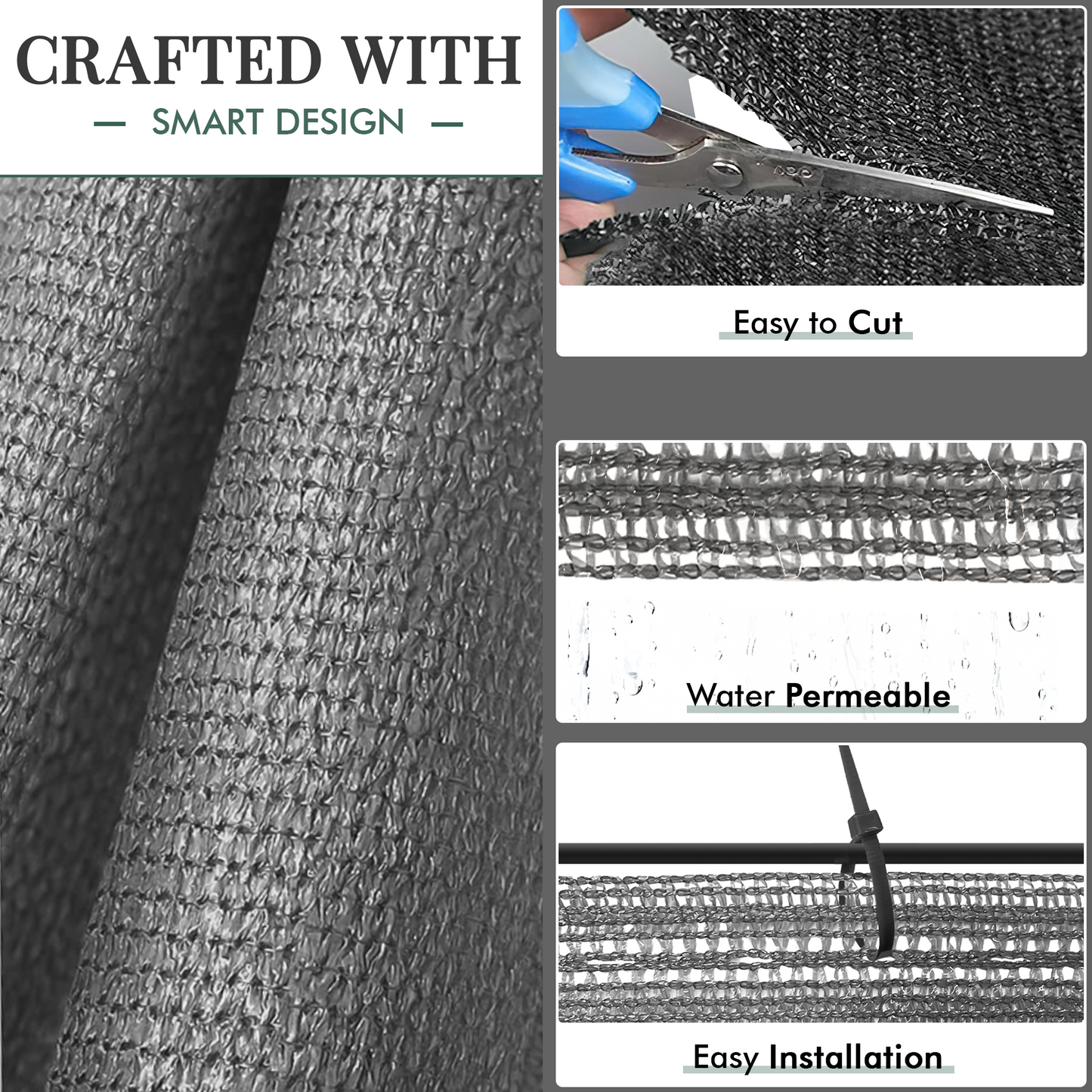 Grey Fabric Fence – 1.5m x 10m, 90GSM UV-Stabilized Garden Privacy Screen