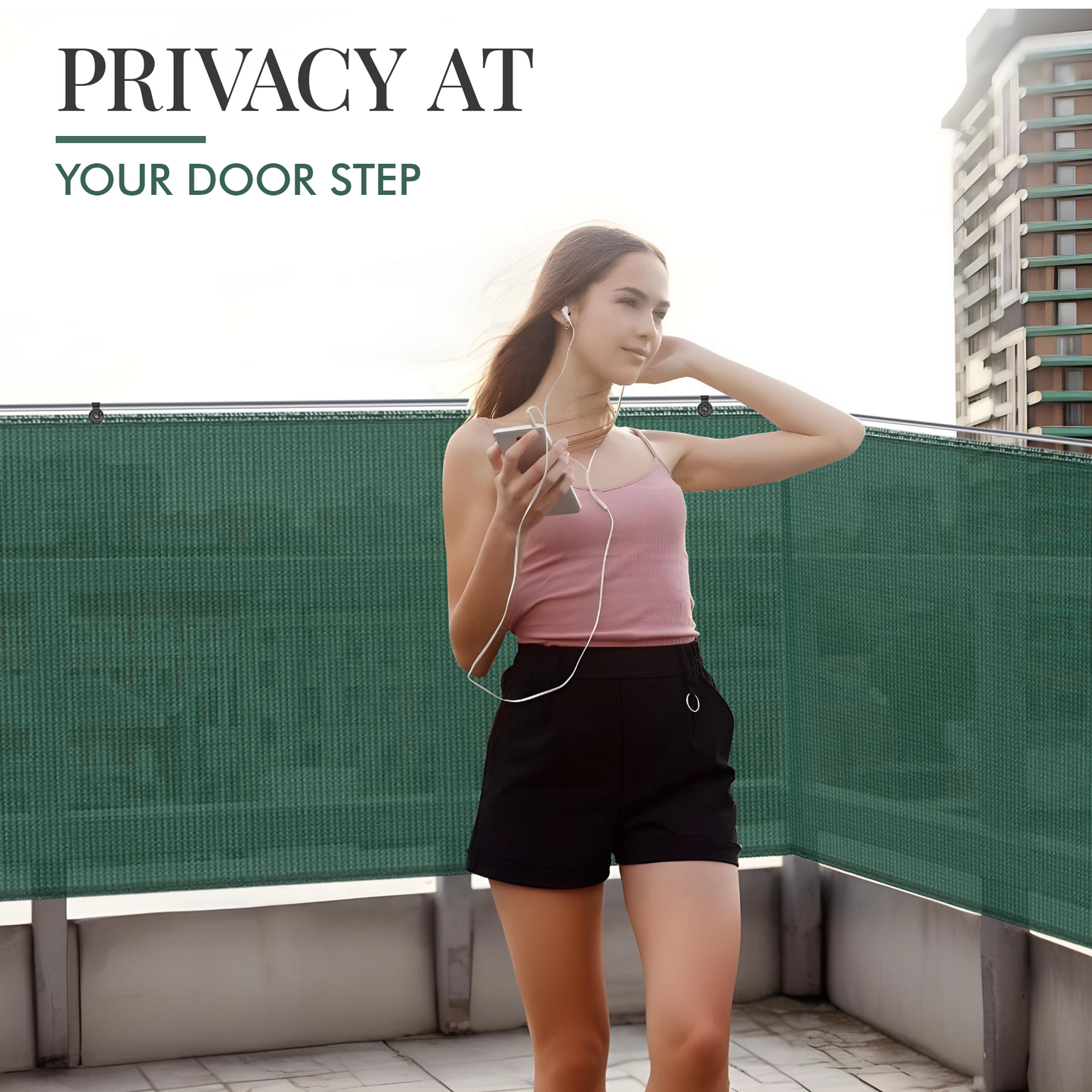 Green Fabric Fence – 1.5m x 10m, 90GSM UV-Stabilized Garden Privacy Screen