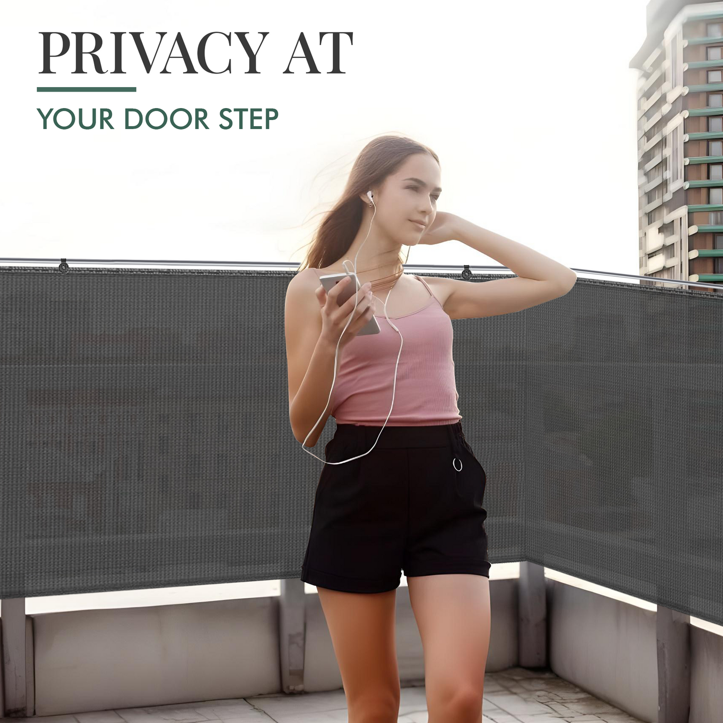 Grey Fabric Fence – 1.5m x 10m, 90GSM UV-Stabilized Garden Privacy Screen