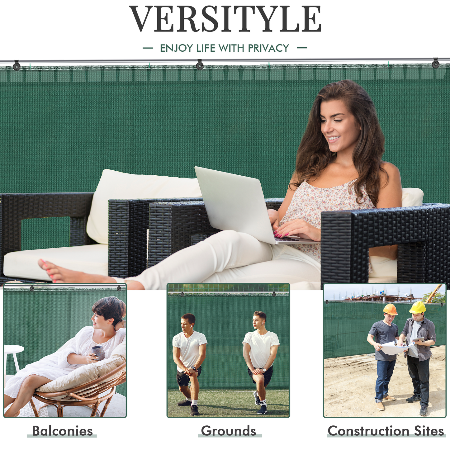 Green Fabric Fence – 1.5m x 10m, 90GSM UV-Stabilized Garden Privacy Screen