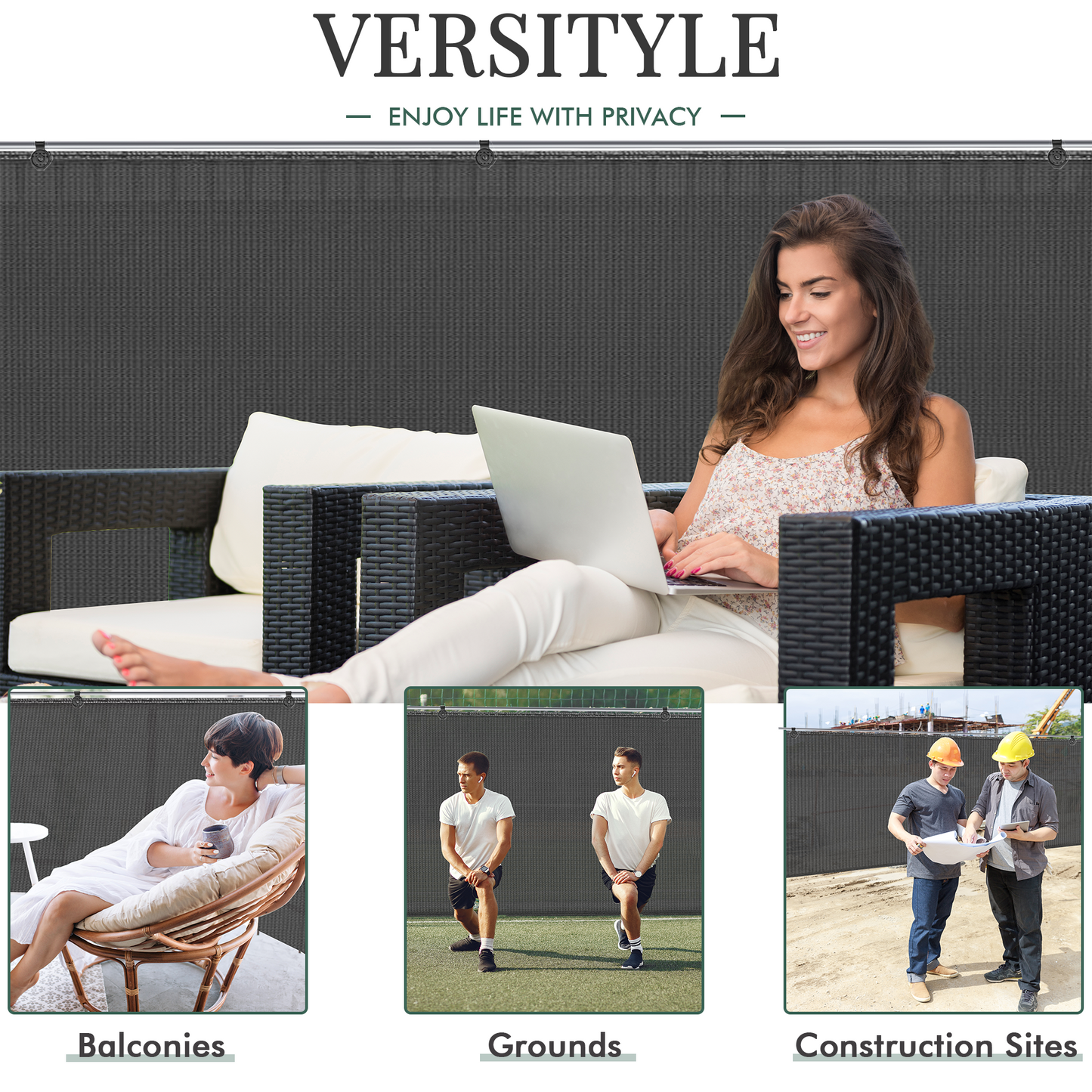 Grey Fabric Fence – 1.5m x 10m, 90GSM UV-Stabilized Garden Privacy Screen