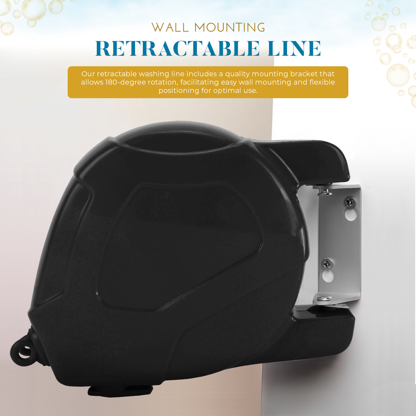 30M Retractable Washing Line - Black