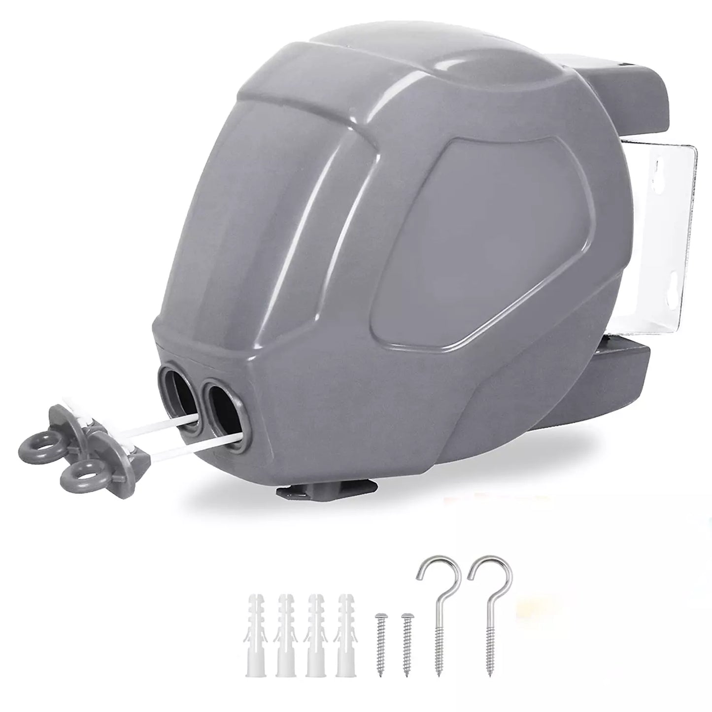 30m Grey Retractable Washing Reel Line Clothes Double Laundry Wall Mounted Drying Outdoor