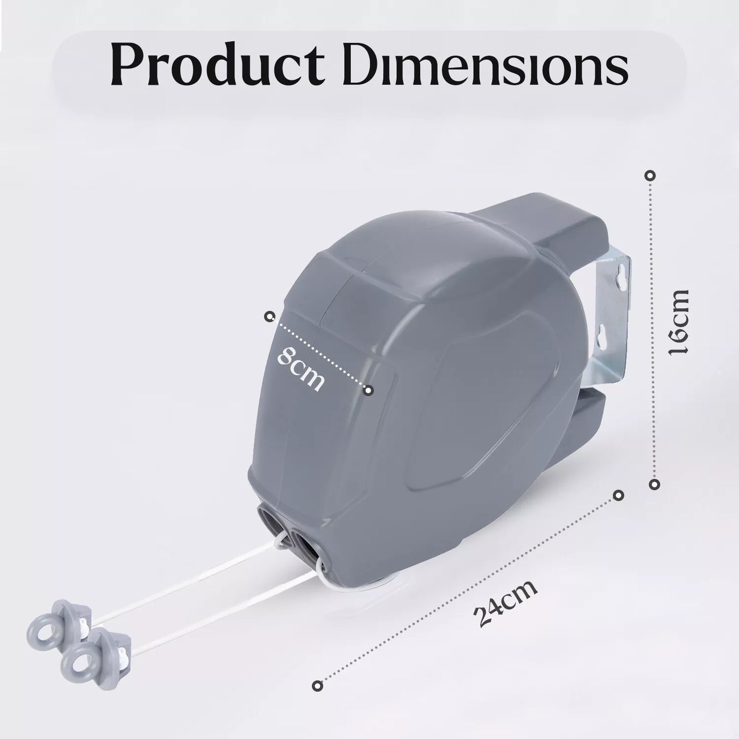 30m Grey Retractable Washing Reel Line Clothes Double Laundry Wall Mounted Drying Outdoor