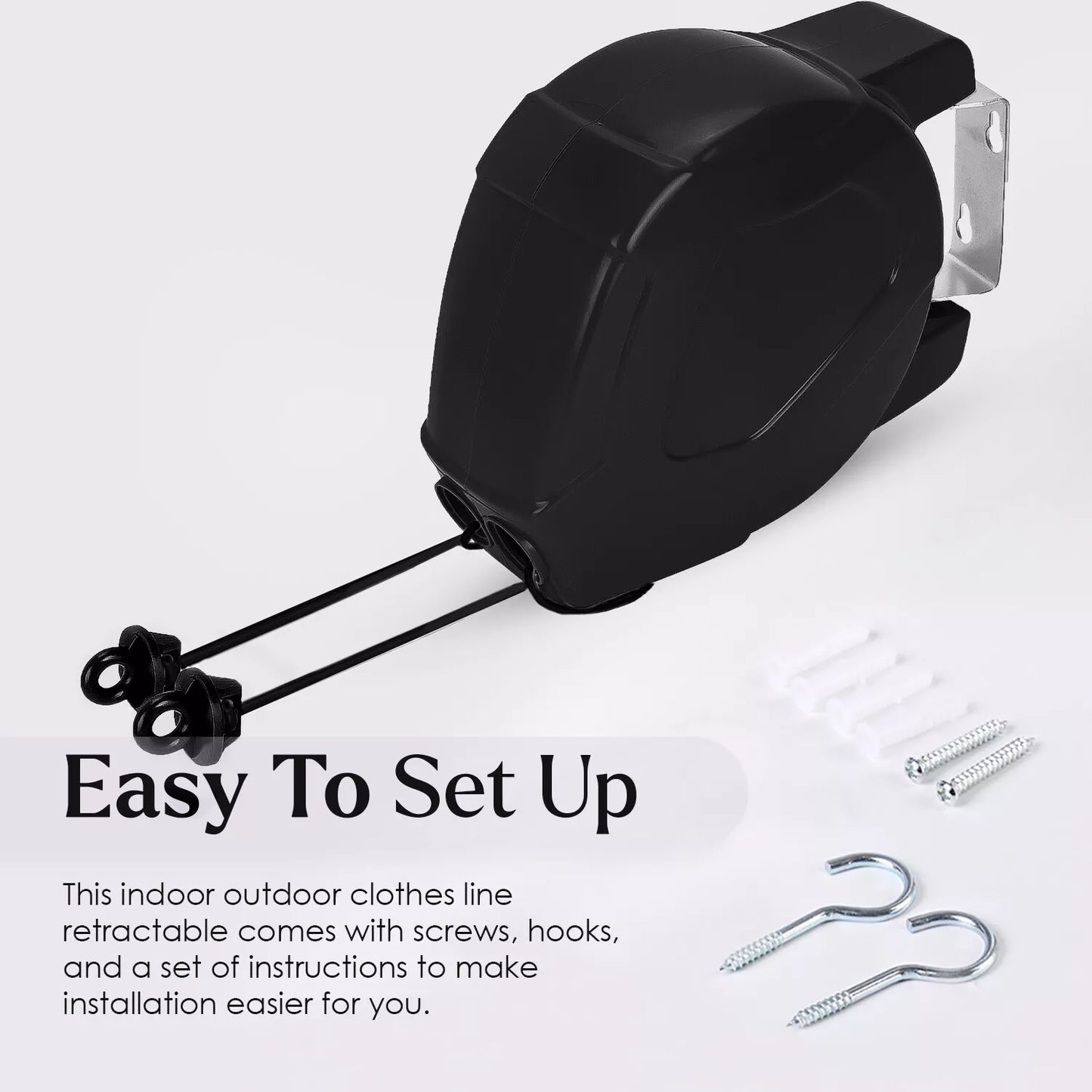 30M Retractable Washing Line - Black