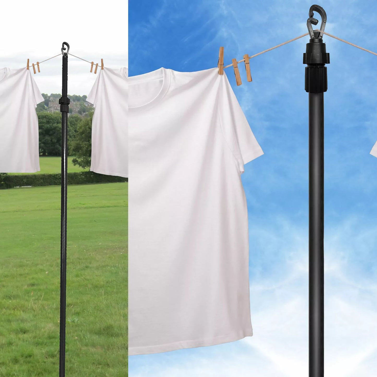 Extendable Heavy Duty Galvanised Clothes Prop Washing Line Pole 2.6m Outdoor