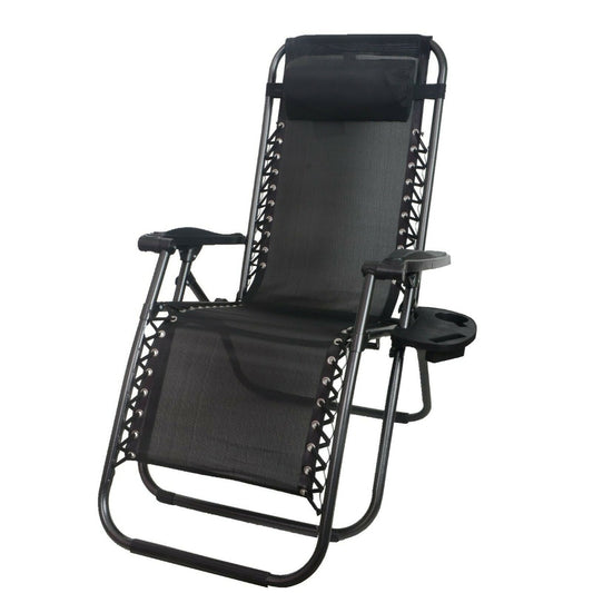 Zero Gravity Foldable Deck Chair Reclining Garden Chair Black (SI-GC)