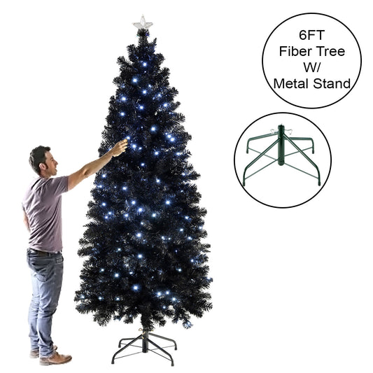 6FT BLACK SLIM PENCIL CHRISTMAS TREE WITH WHITE LED