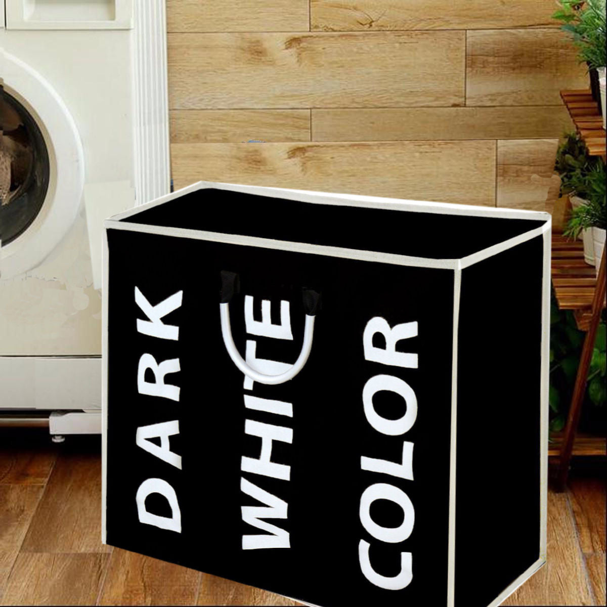 Black 3 Compartment Laundry Bag