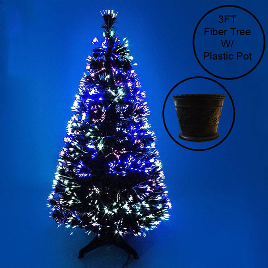 FIBER OPTIC BLACK CHRISTMAS TREE-3FT