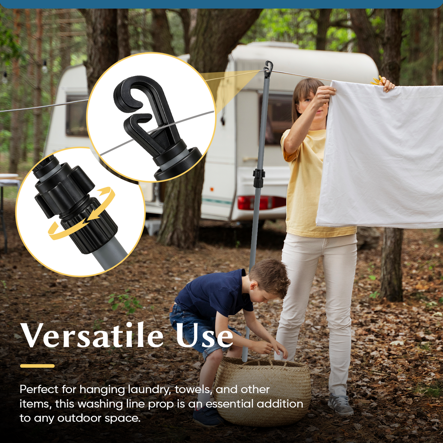 Extendable Heavy Duty Galvanised Clothes Prop Washing Line Pole 2.6m Outdoor
