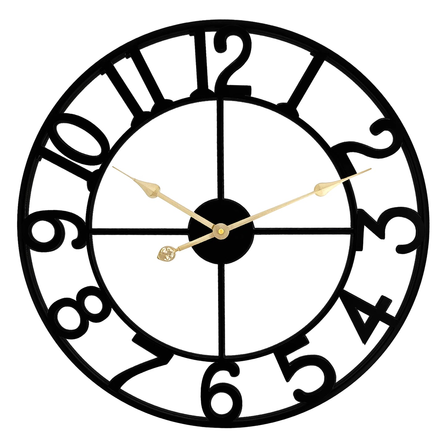 40cm Large Metal Roman Wall Clock Big Numeral Open Face Skeleton Design Home Decor UK