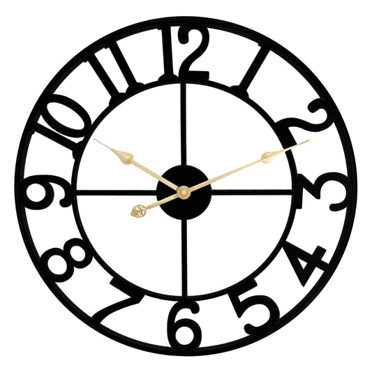 40cm Large Metal Roman Wall Clock Big Numeral Open Face Skeleton Design Home Decor UK