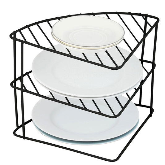 Black 2 Layer Corner Shelf -MEDIUM