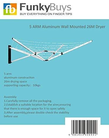 FB FunkyBuys 26M Deluxe Wall Mounted Rotary Airer