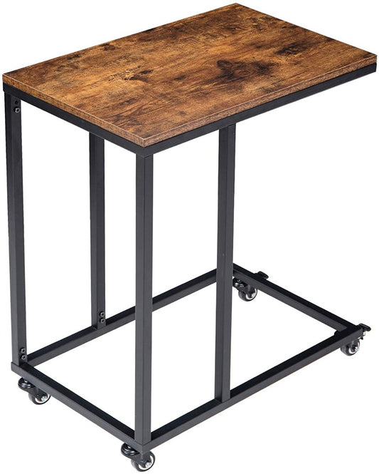 Side Table with Wheel Rustic Brown