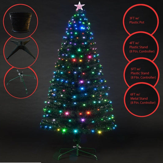 GREEN LED MULTICOLOUR XMAS TREE WITH 8 FUNCTIONAL-6FT