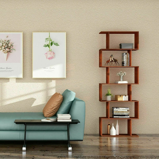 6 Cube Book Shelf -Rustic Brown