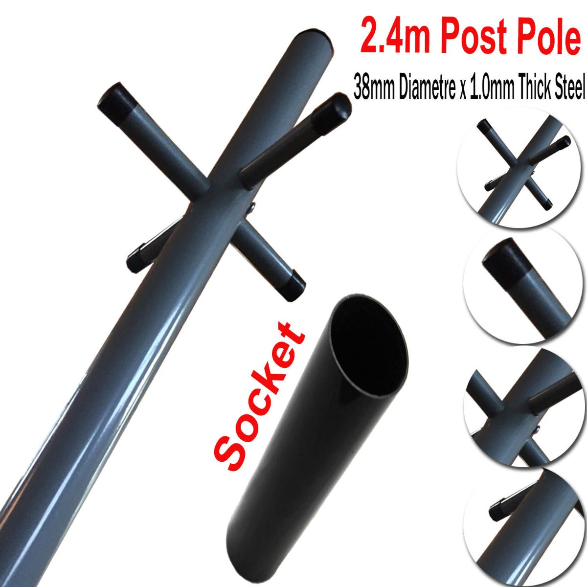 2.4M WASHING PROP LINE POST POLE DRYER CLOTH LINE SOCKET (SI-PROP2)