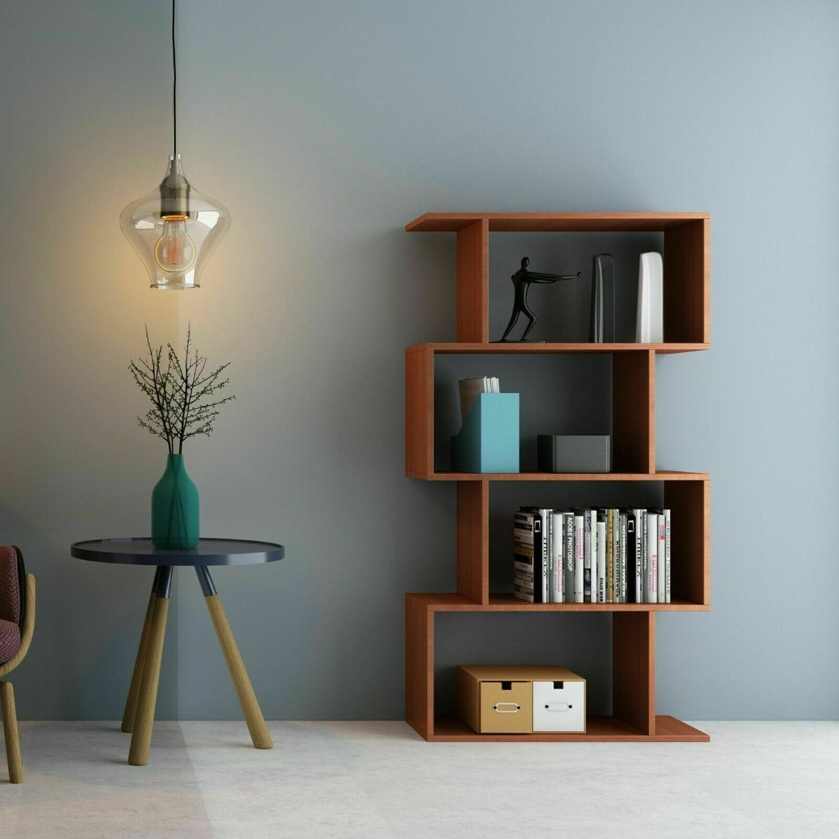 4 Cube Book Shelf -Rustic Brown
