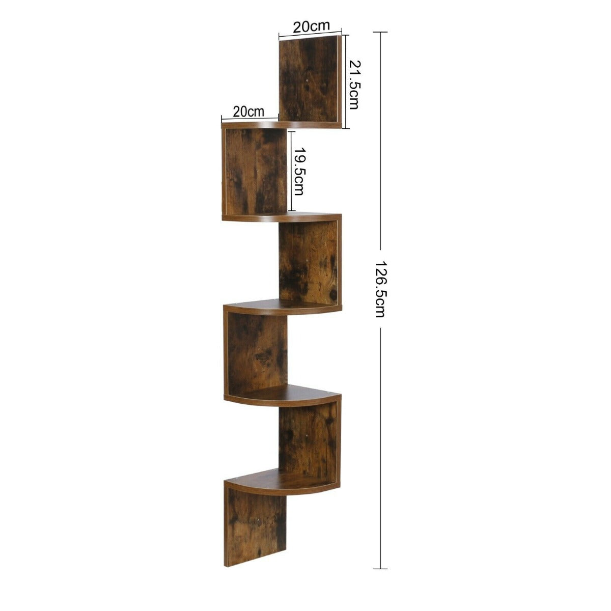 5 Tier Floating Corner Shelf-Walnut